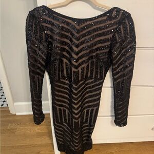 Dress the Population Black Sequin Long Sleeve Dress